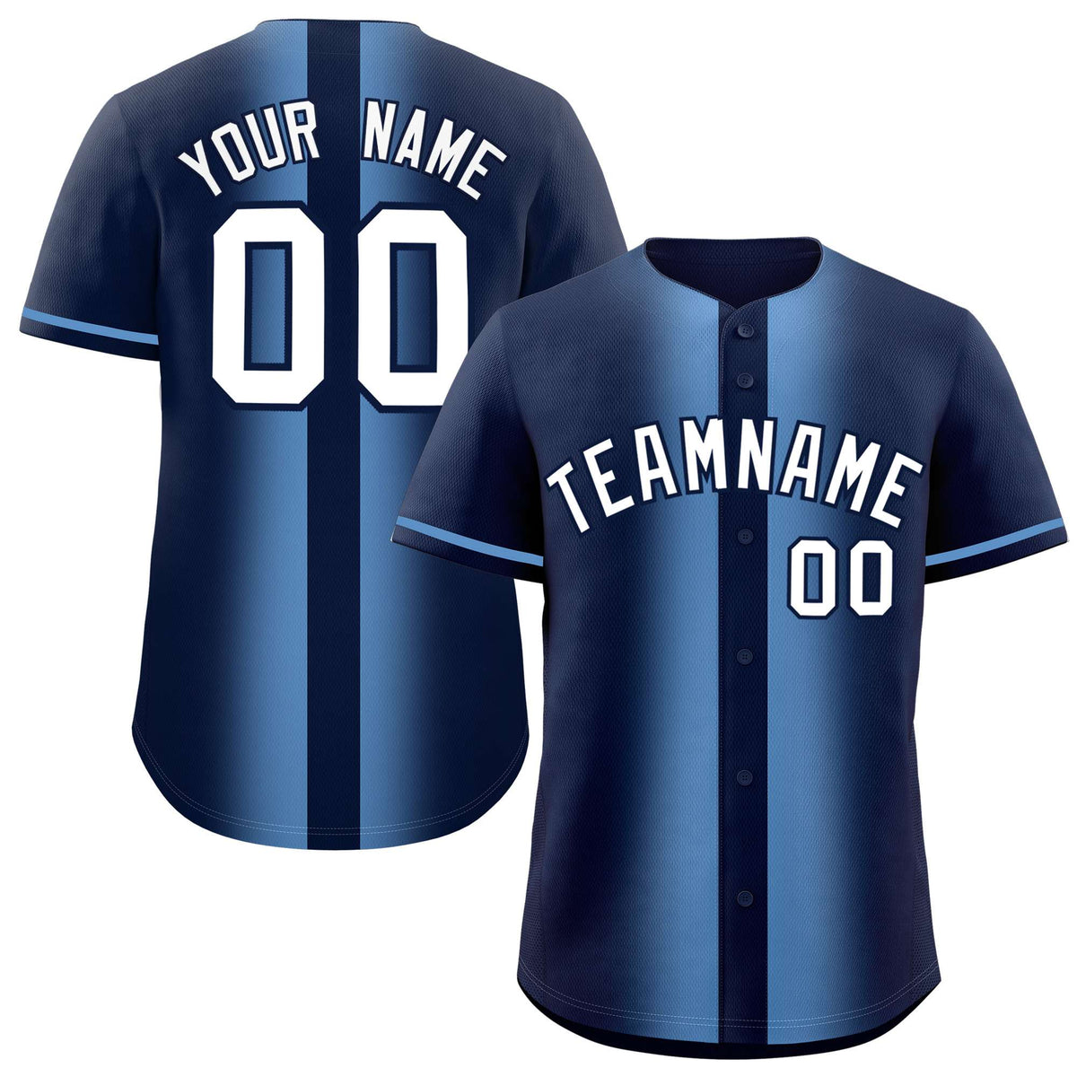 Custom Navy Light Blue Lapel Gradient Fashion Authentic Baseball Jersey| KXKSHOP