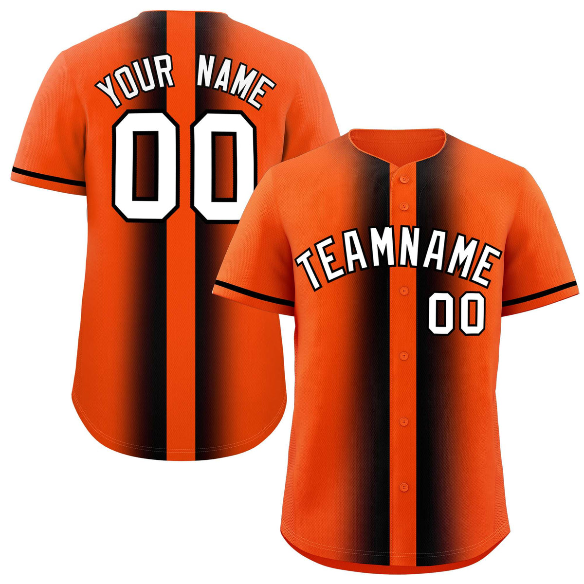 Custom Orange Black Lapel Gradient Fashion Authentic Baseball Jersey| KXKSHOP