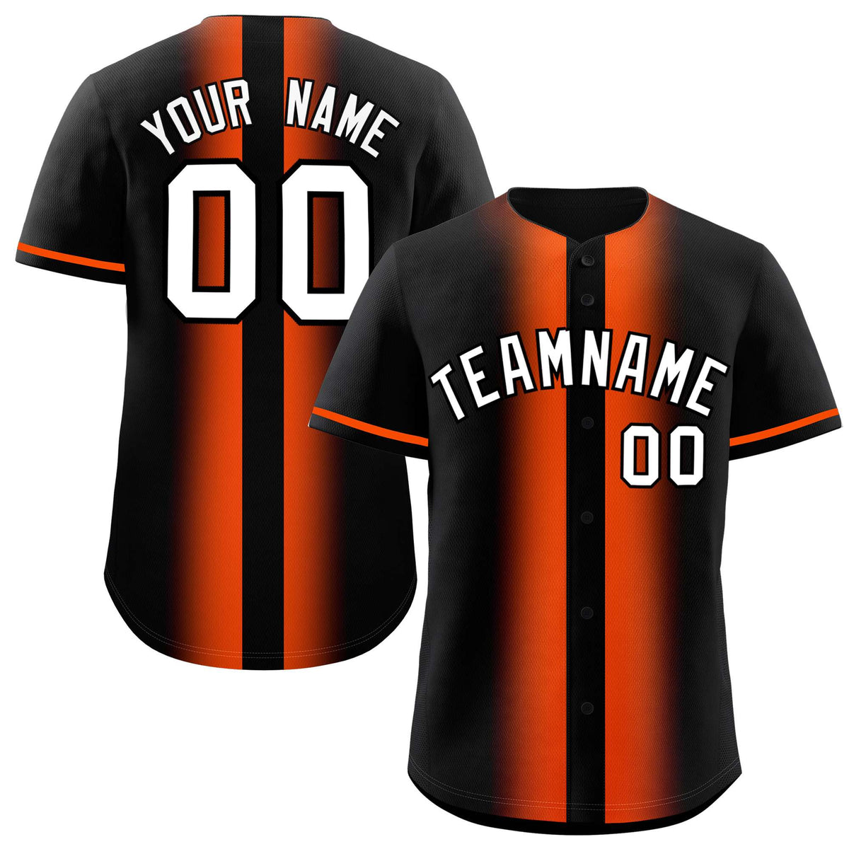 Custom Black Orange Lapel Gradient Fashion Authentic Baseball Jersey| KXKSHOP