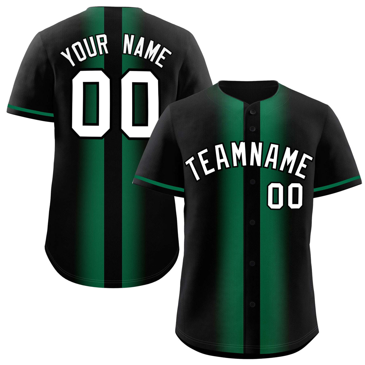 Custom Black Kelly Green Lapel Gradient Fashion Authentic Baseball Jersey| KXKSHOP