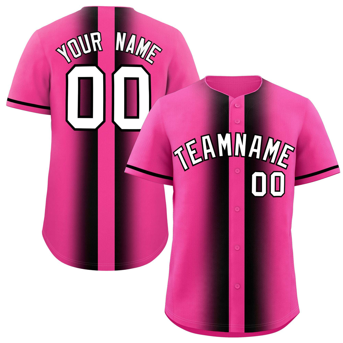 Custom Pink Black Lapel Gradient Fashion Authentic Baseball Jersey| KXKSHOP