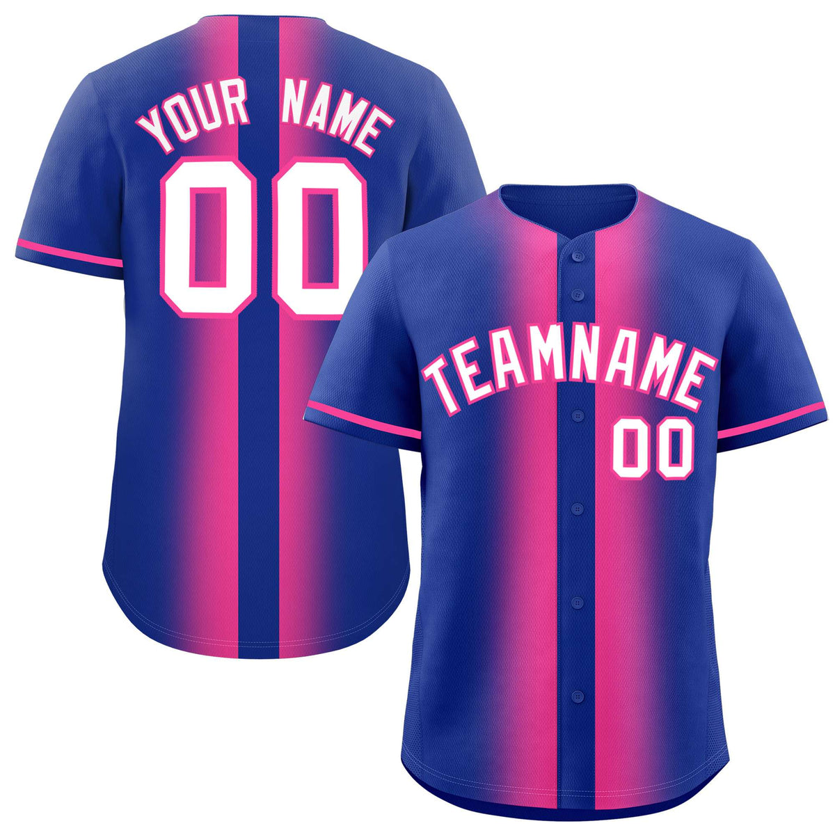 Custom Royal Pink Lapel Gradient Fashion Authentic Baseball Jersey| KXKSHOP