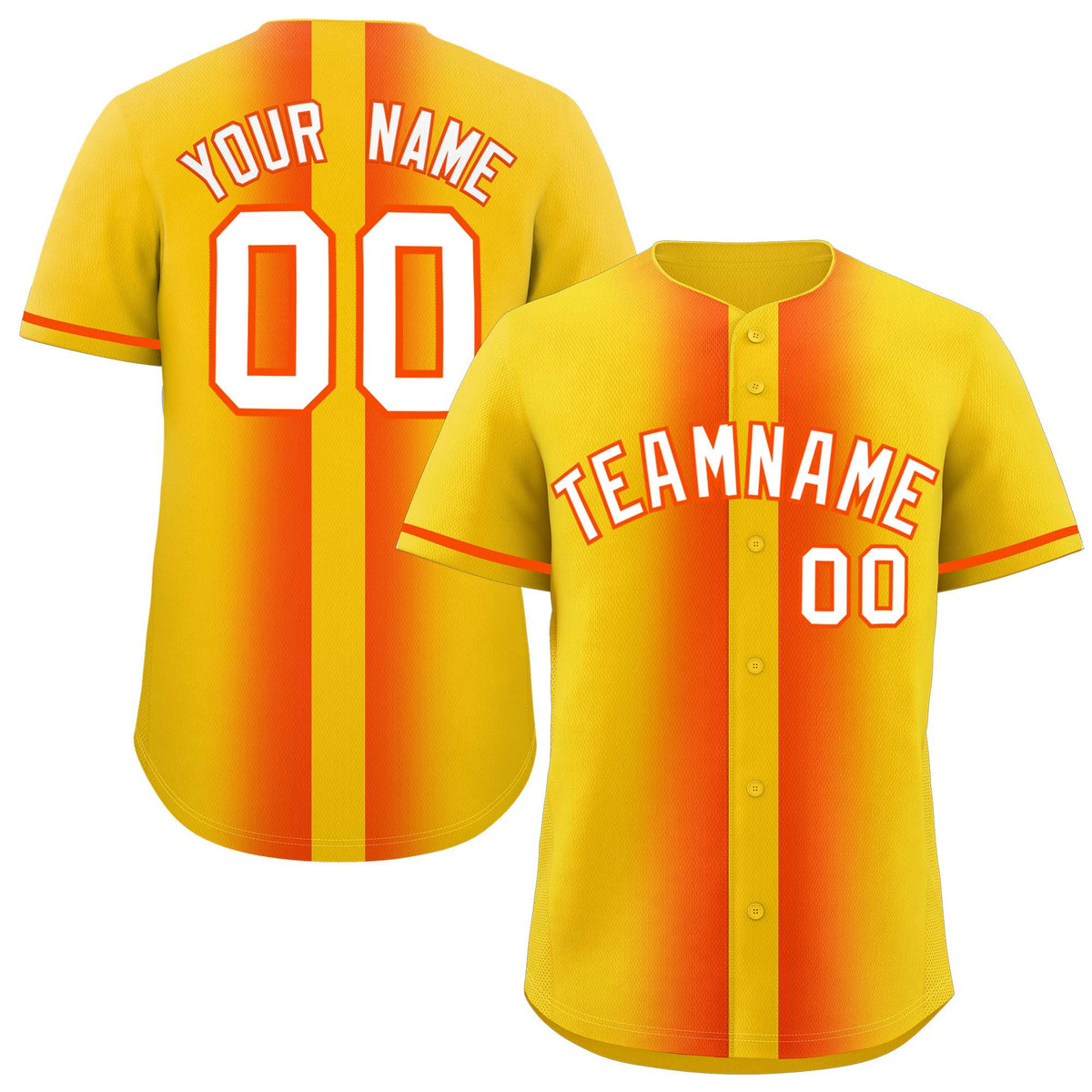 Custom Gold Orange Lapel Gradient Fashion Authentic Baseball Jersey| KXKSHOP