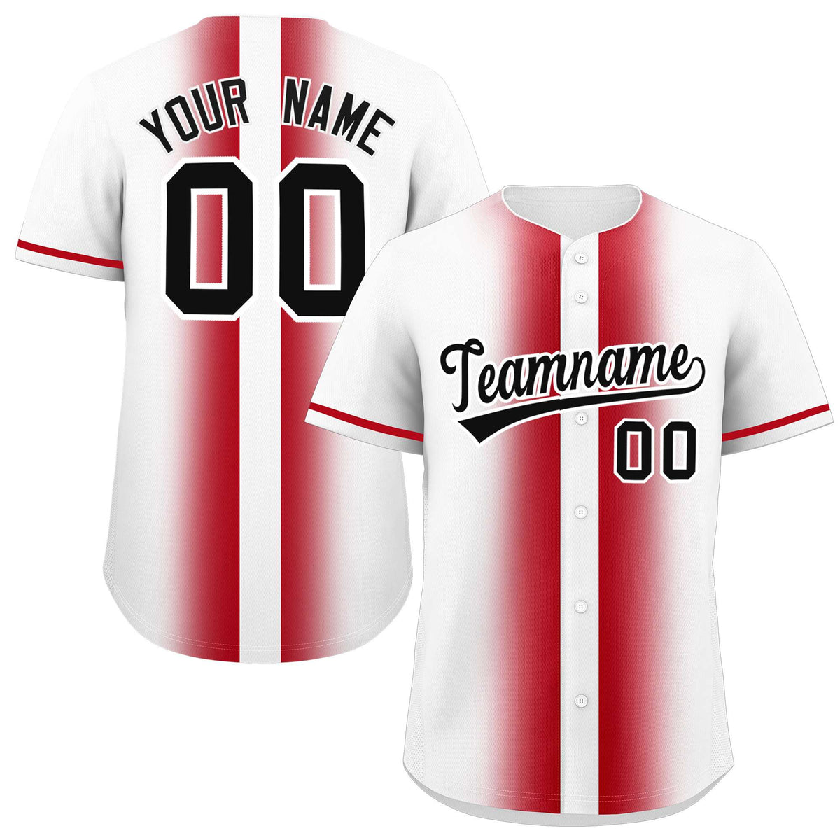 Custom White Red Lapel Gradient Fashion Authentic Baseball Jersey| KXKSHOP