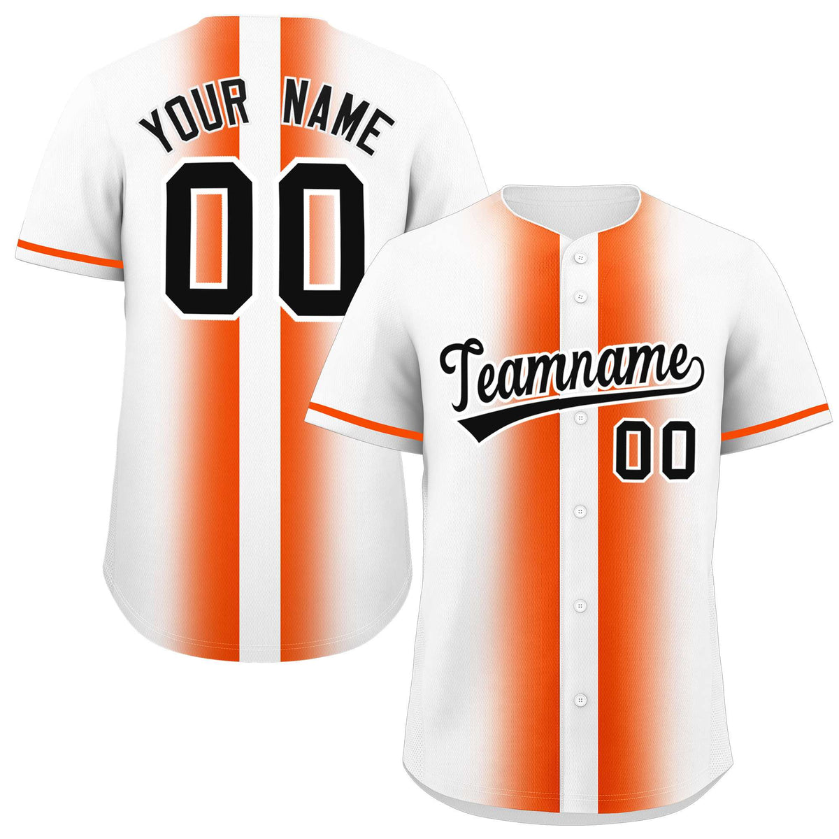 Custom White Orange Lapel Gradient Fashion Authentic Baseball Jersey| KXKSHOP
