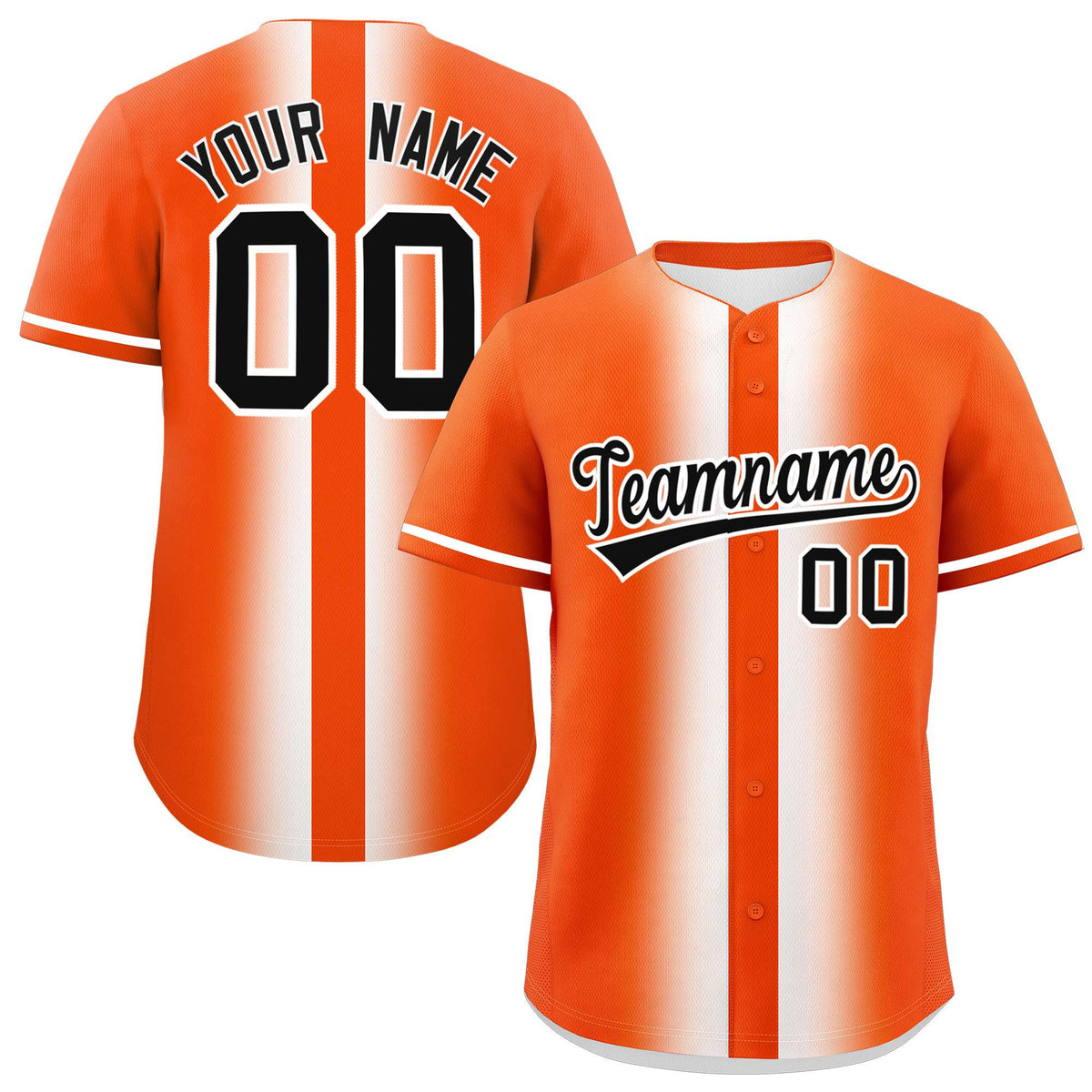 Custom Orange White Lapel Gradient Fashion Authentic Baseball Jersey| KXKSHOP