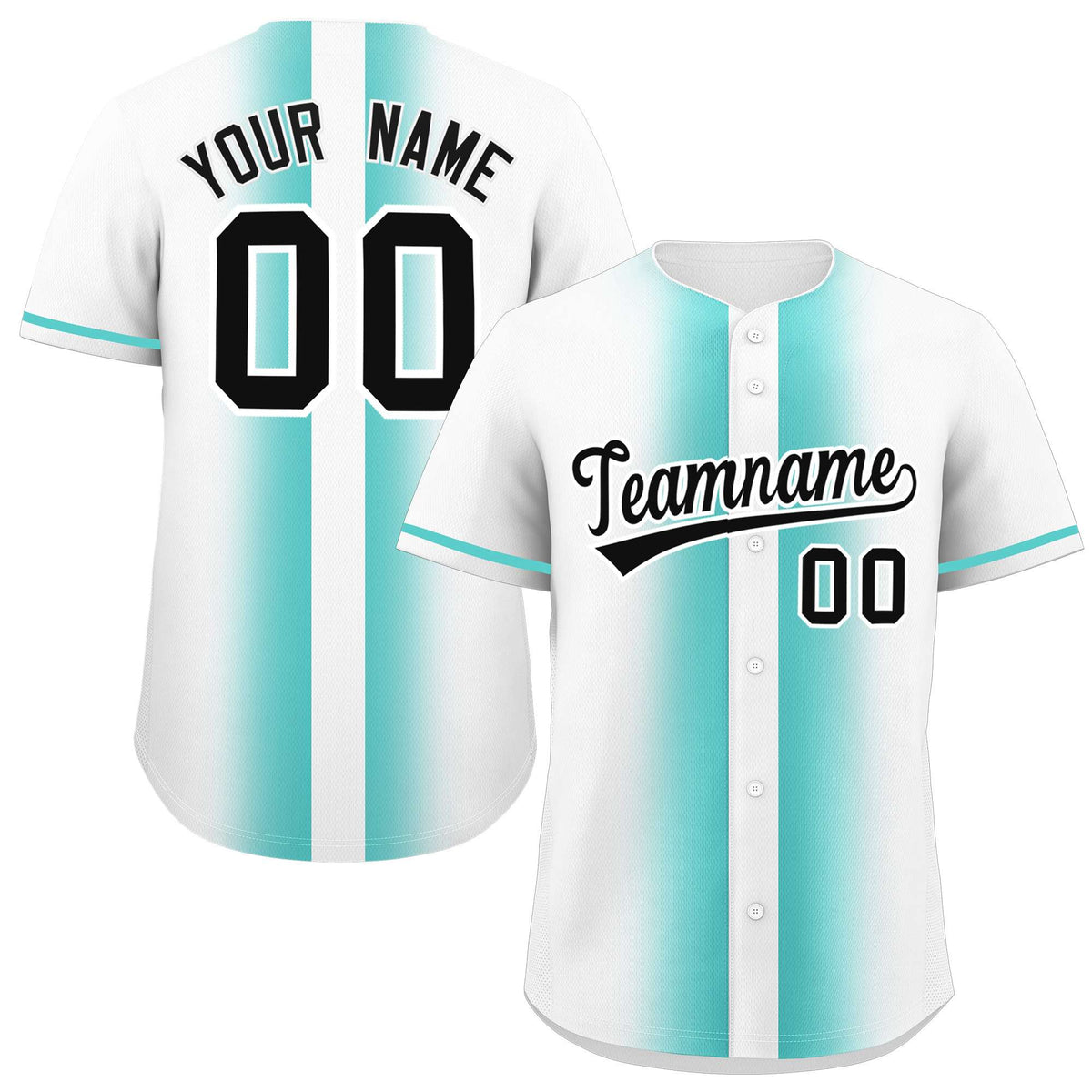 Custom White Bright Green Lapel Gradient Fashion Authentic Baseball Jersey| KXKSHOP