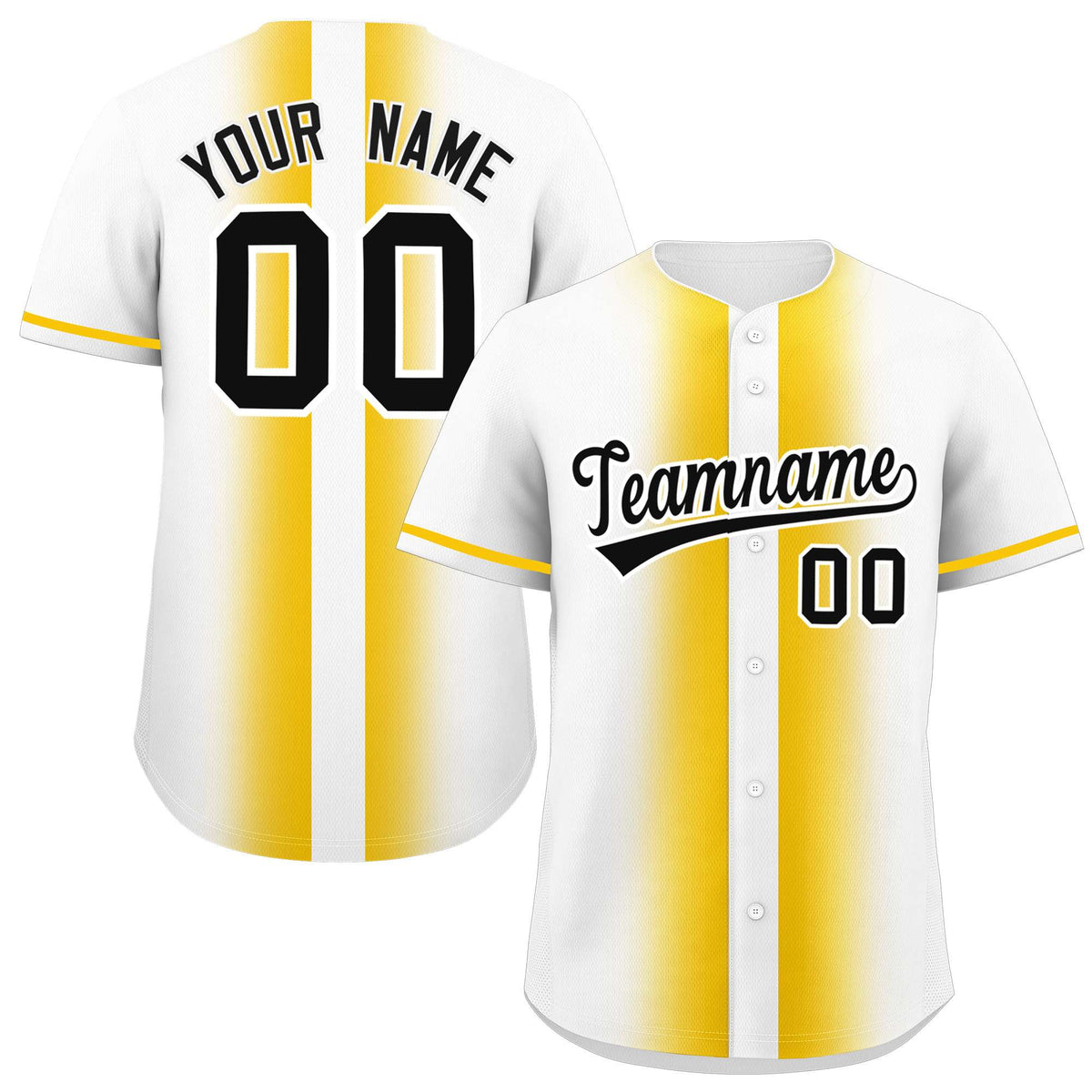 Custom White Gold Lapel Gradient Fashion Authentic Baseball Jersey| KXKSHOP
