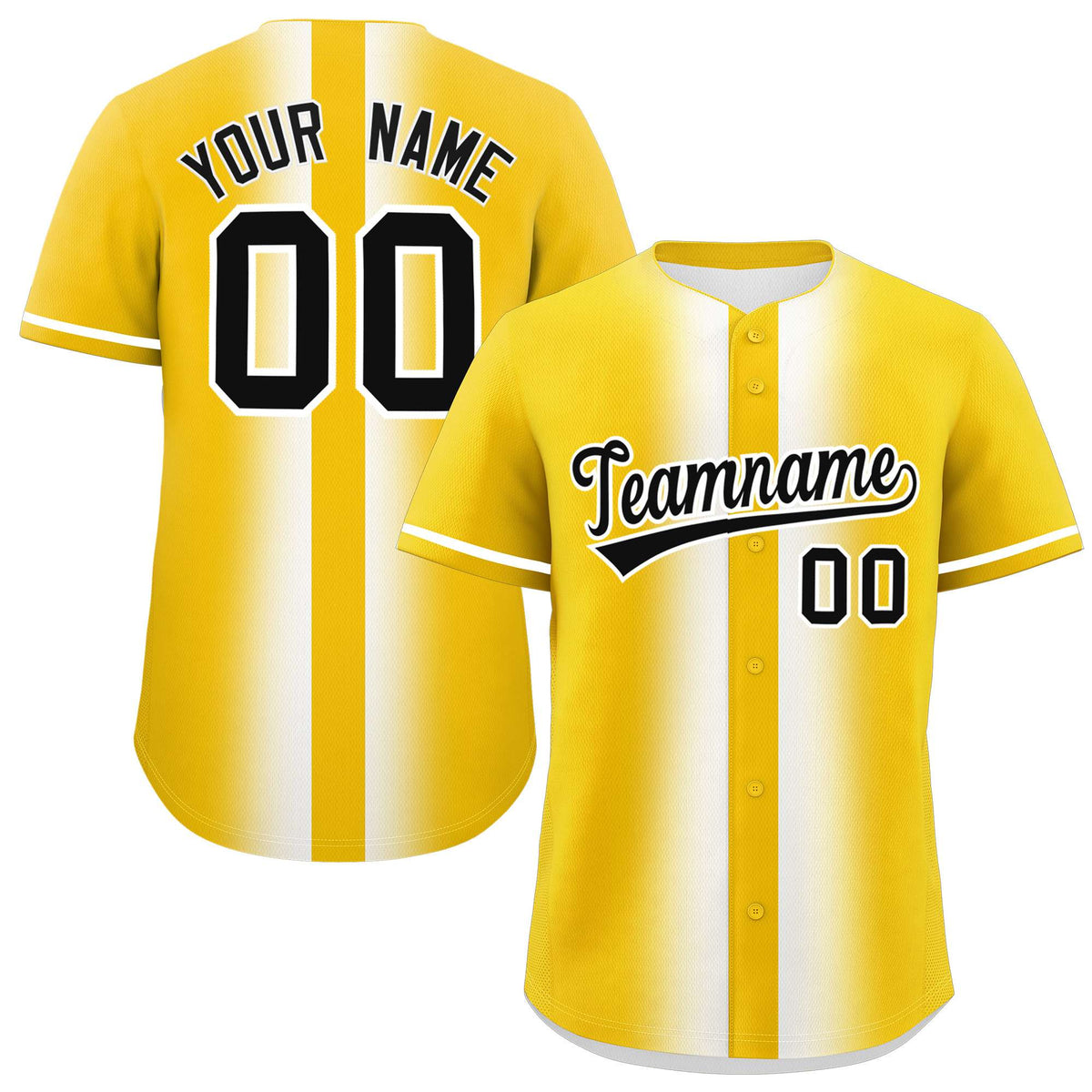 Custom Gold White Lapel Gradient Fashion Authentic Baseball Jersey| KXKSHOP