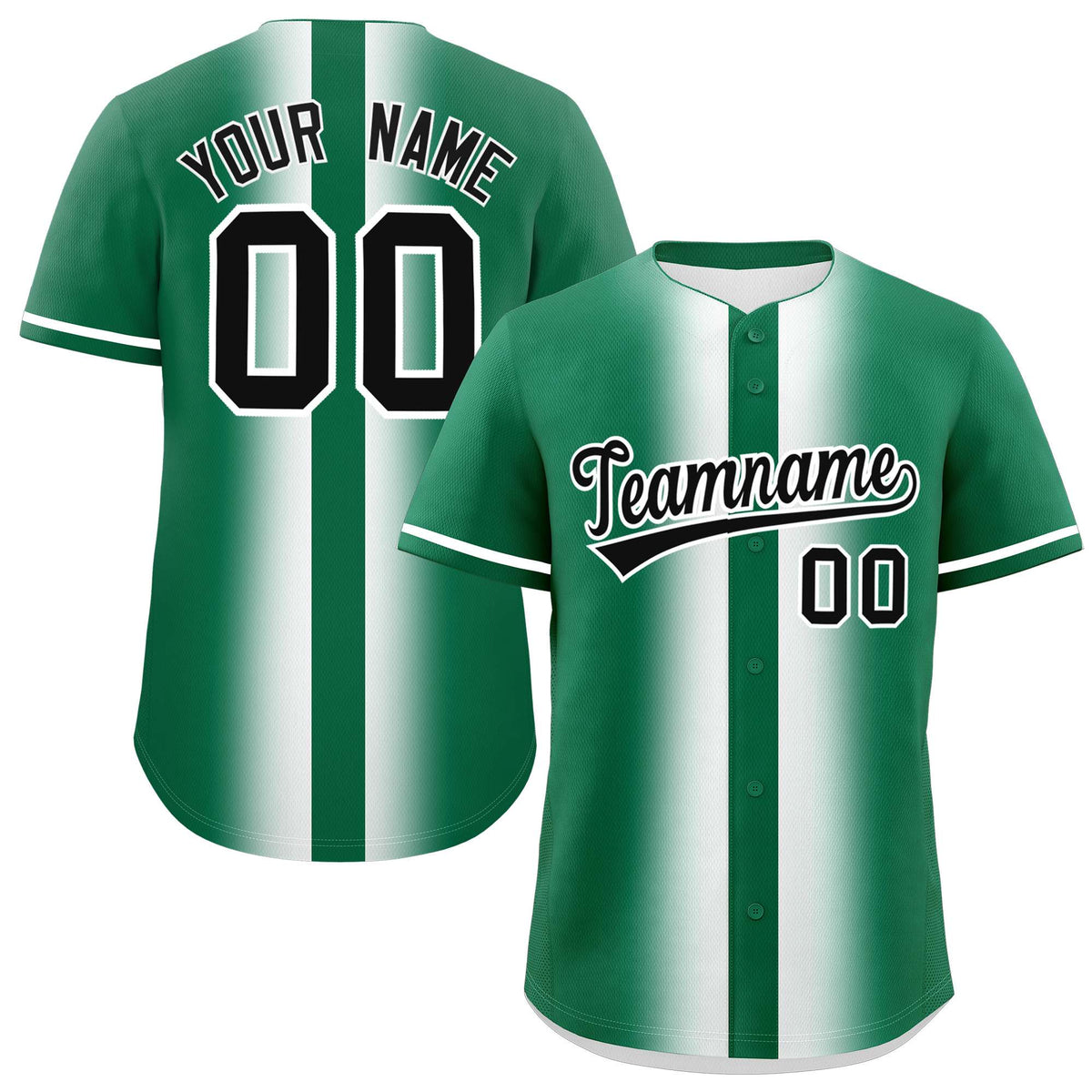 Custom Kelly Green White Lapel Gradient Fashion Authentic Baseball Jersey| KXKSHOP