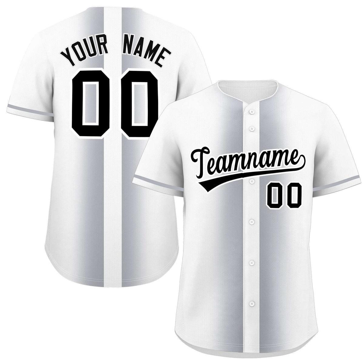 Custom White Silver Lapel Gradient Fashion Authentic Baseball Jersey| KXKSHOP