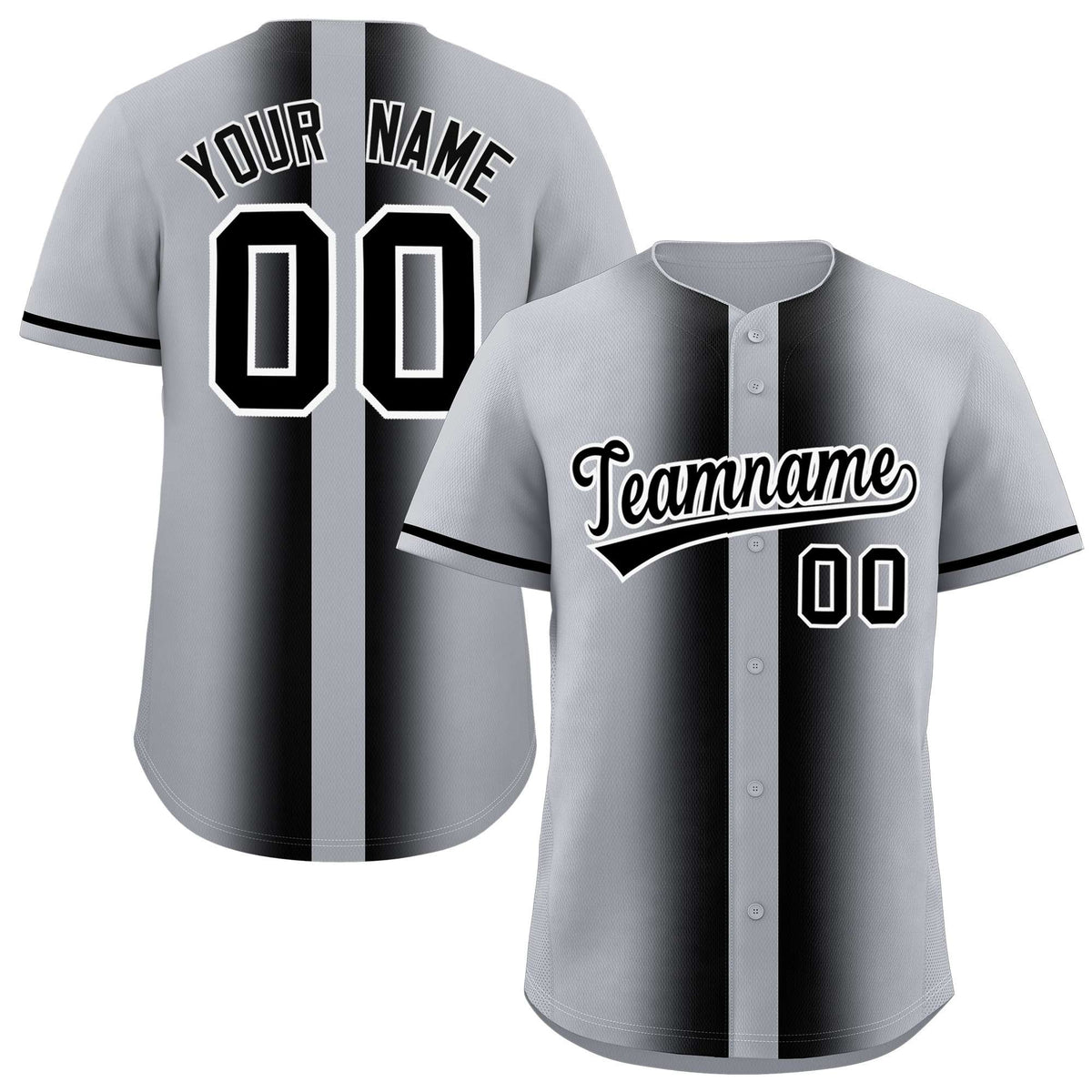 Custom Silver Black Lapel Gradient Fashion Authentic Baseball Jersey| KXKSHOP