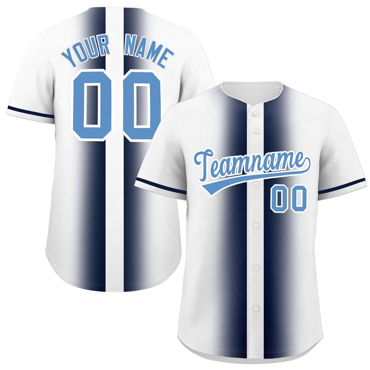Custom White Navy Lapel Gradient Fashion Authentic Baseball Jersey| KXKSHOP