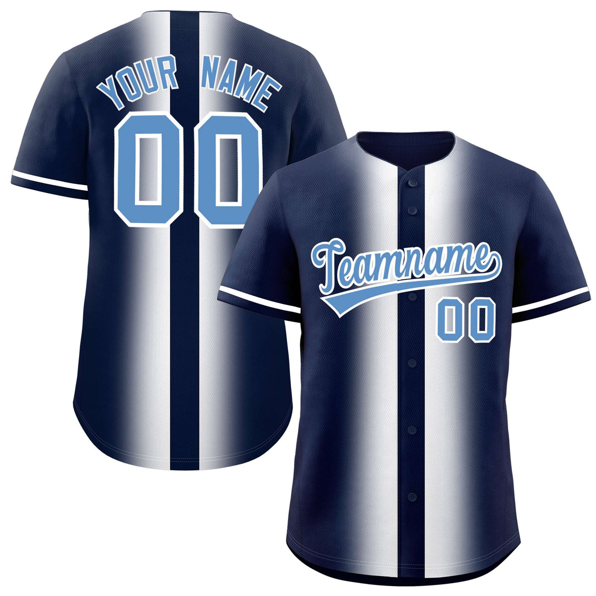 Custom Navy White Lapel Gradient Fashion Authentic Baseball Jersey| KXKSHOP