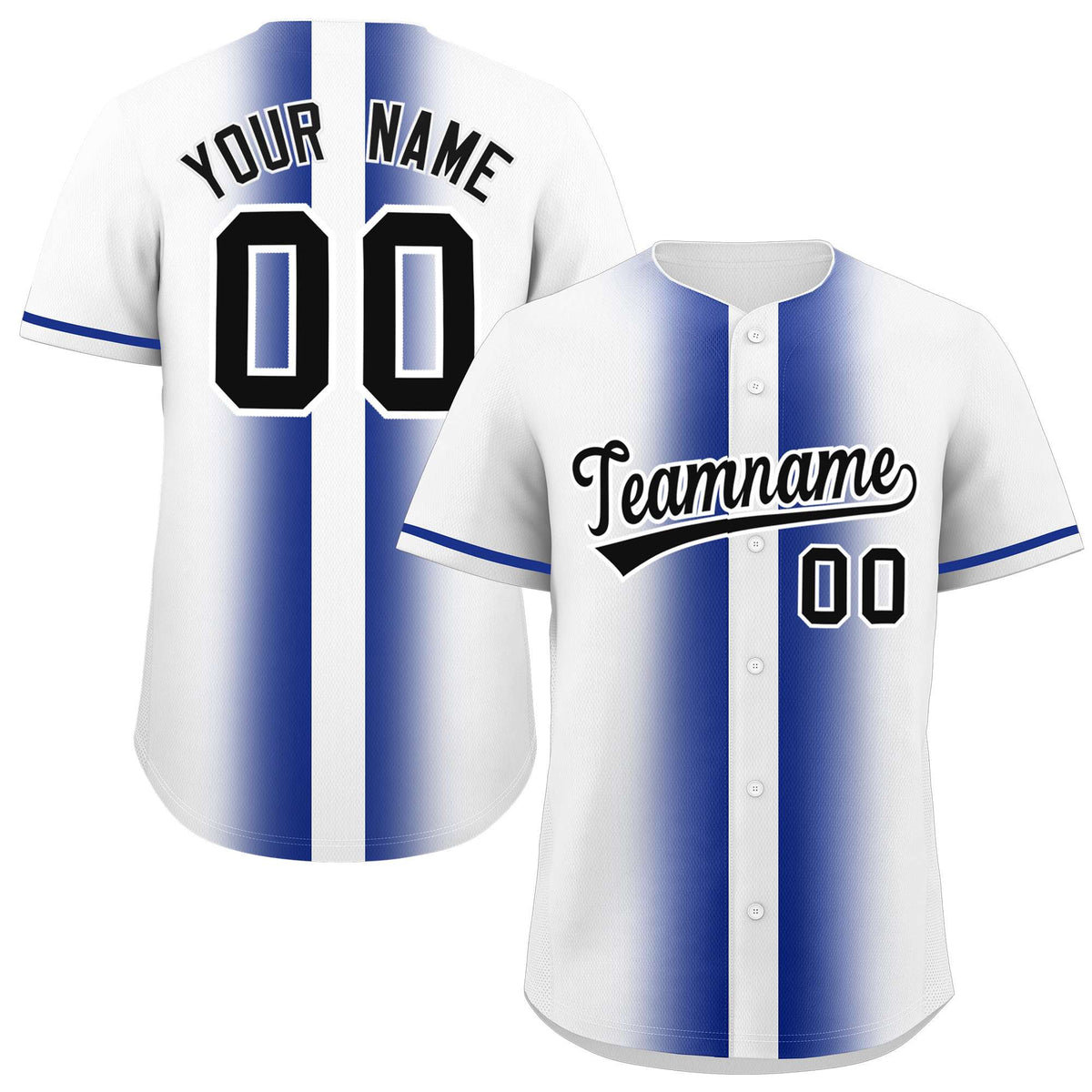 Custom White Royal Lapel Gradient Fashion Authentic Baseball Jersey| KXKSHOP