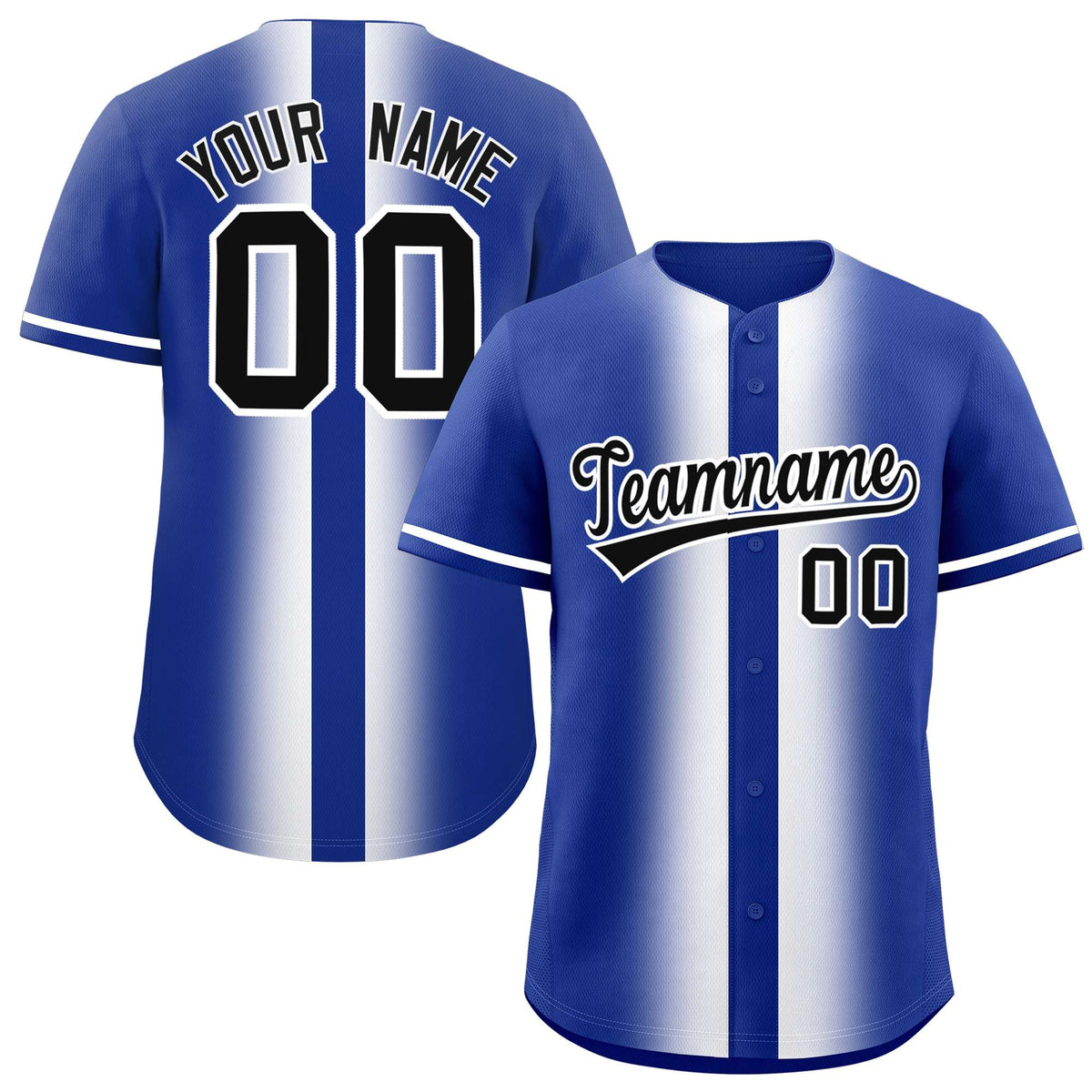 Custom Royal White Lapel Gradient Fashion Authentic Baseball Jersey| KXKSHOP