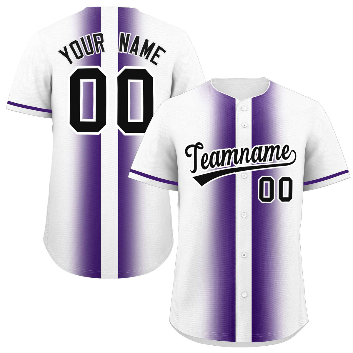 Custom White Purple Lapel Gradient Fashion Authentic Baseball Jersey| KXKSHOP