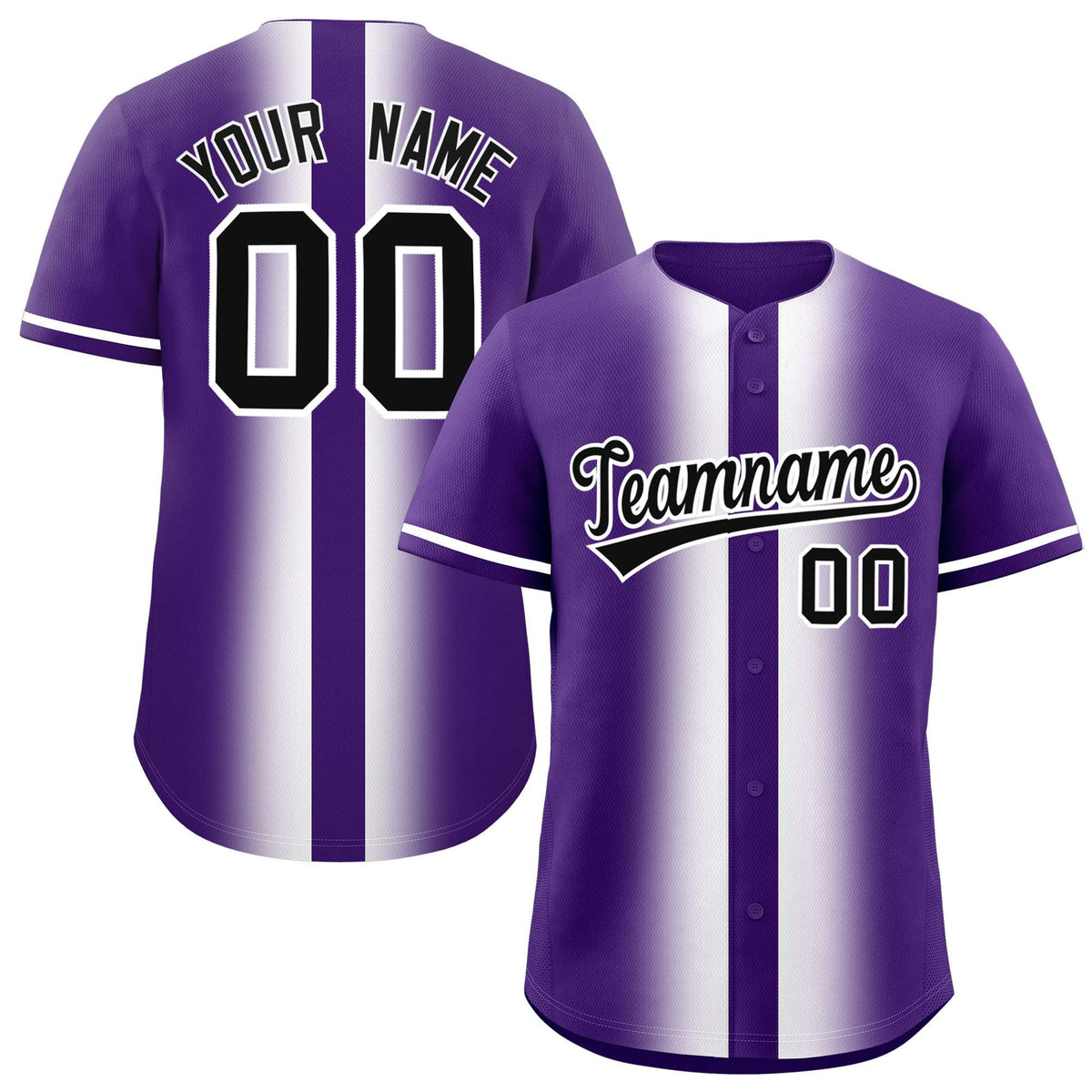 Custom Purple White Lapel Gradient Fashion Authentic Baseball Jersey| KXKSHOP
