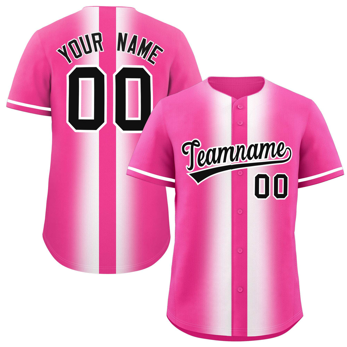 Custom Pink White Lapel Gradient Fashion Authentic Baseball Jersey| KXKSHOP