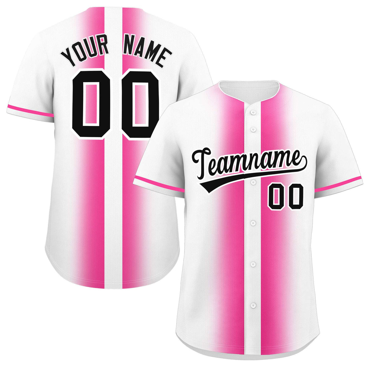 Custom White Pink Lapel Gradient Fashion Authentic Baseball Jersey| KXKSHOP