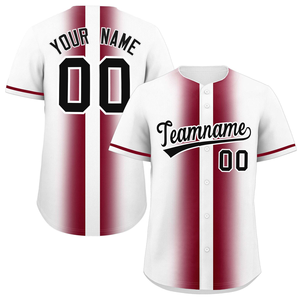 Custom White Crimson Lapel Gradient Fashion Authentic Baseball Jersey| KXKSHOP