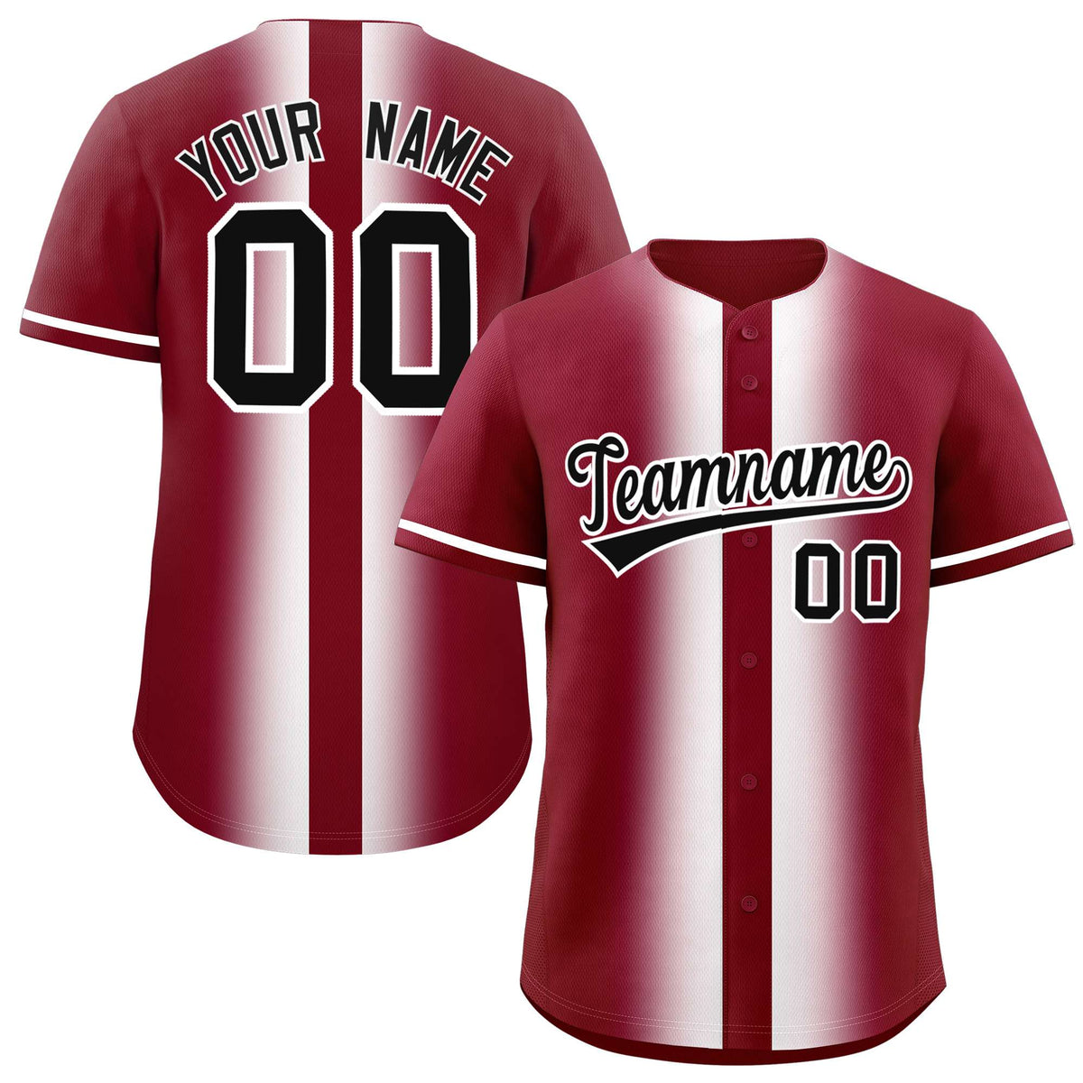 Custom Crimson White Lapel Gradient Fashion Authentic Baseball Jersey| KXKSHOP