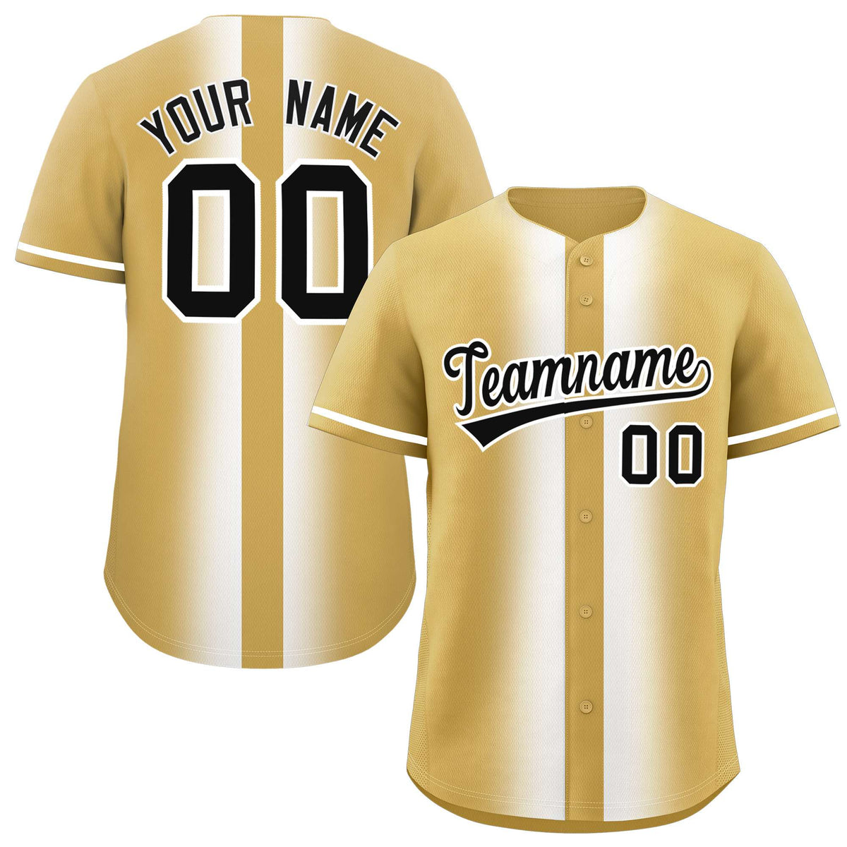 Custom Old Gold White Lapel Gradient Fashion Authentic Baseball Jersey| KXKSHOP