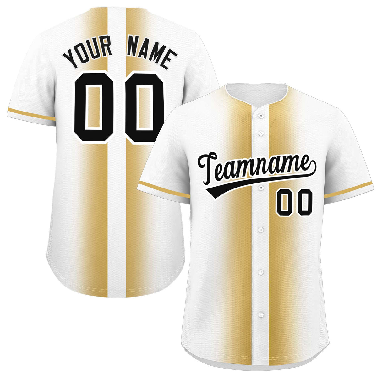 Custom White Old Gold Lapel Gradient Fashion Authentic Baseball Jersey| KXKSHOP