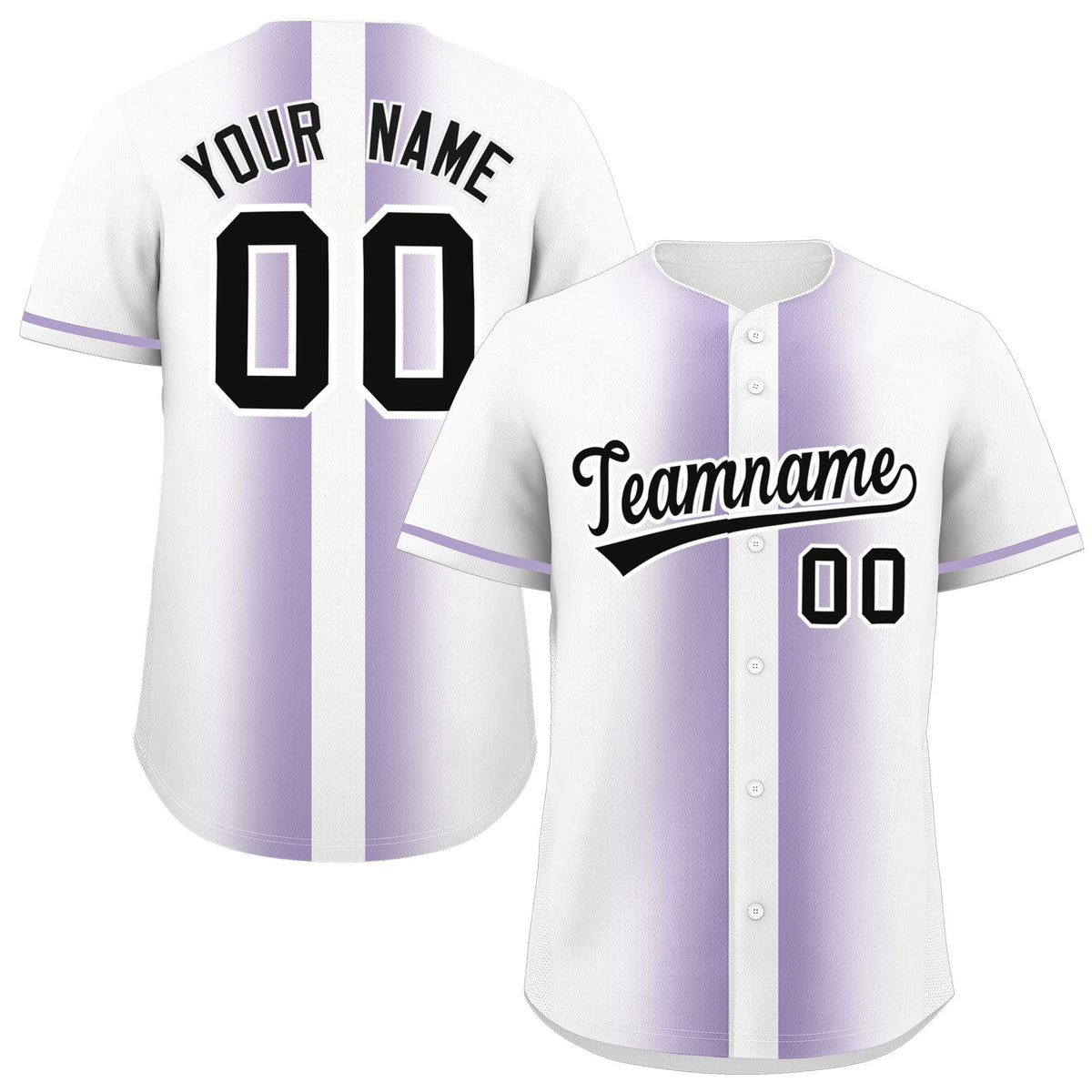 Custom White Light Purple Lapel Gradient Fashion Authentic Baseball Jersey| KXKSHOP
