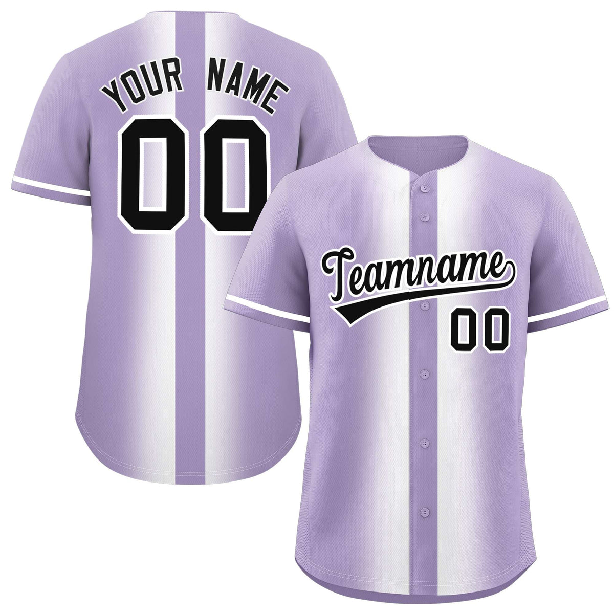 Custom Light Purple White Lapel Gradient Fashion Authentic Baseball Jersey| KXKSHOP