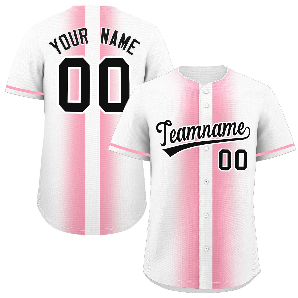 Custom White Light Pink Lapel Gradient Fashion Authentic Baseball Jersey| KXKSHOP