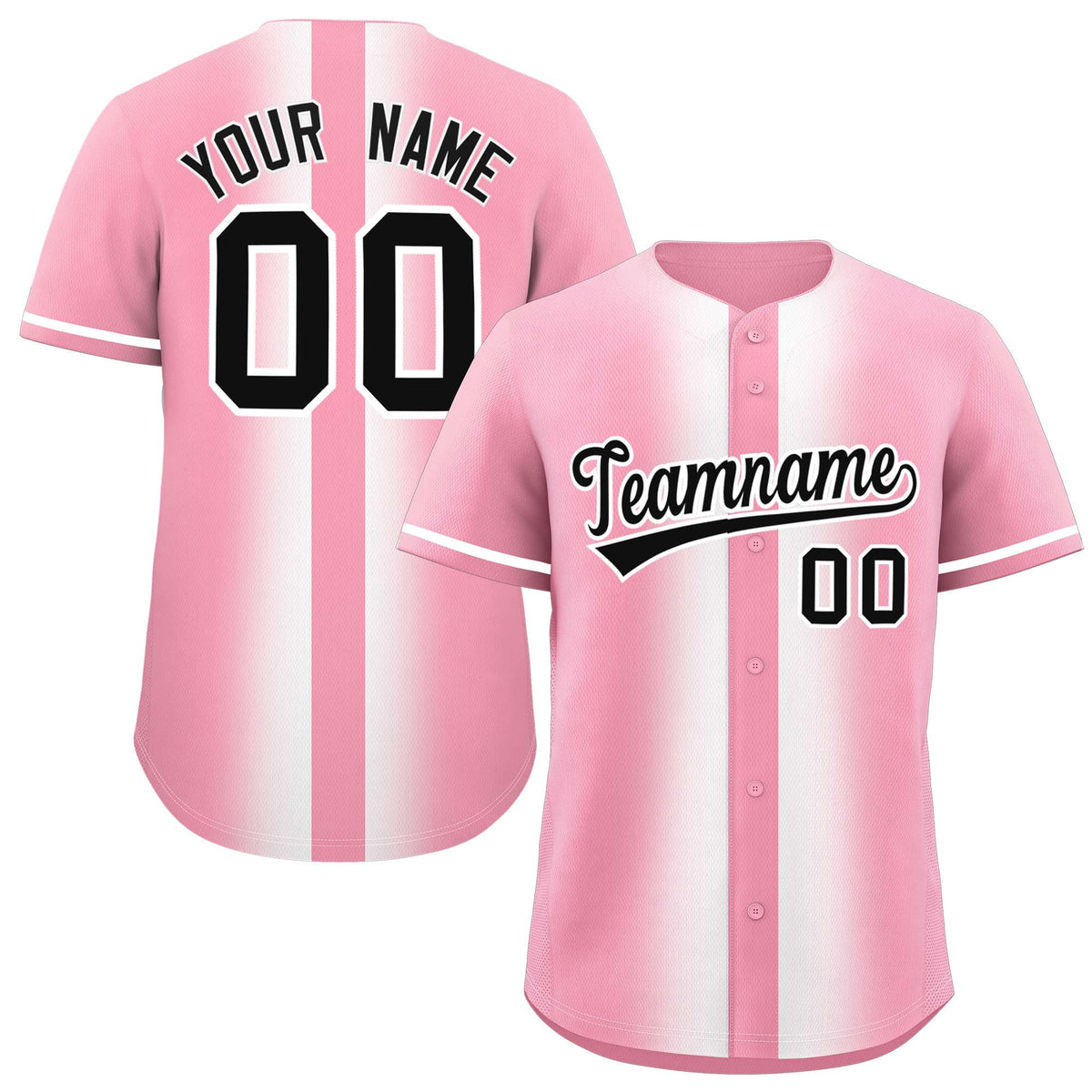 Custom Light Pink White Lapel Gradient Fashion Authentic Baseball Jersey| KXKSHOP