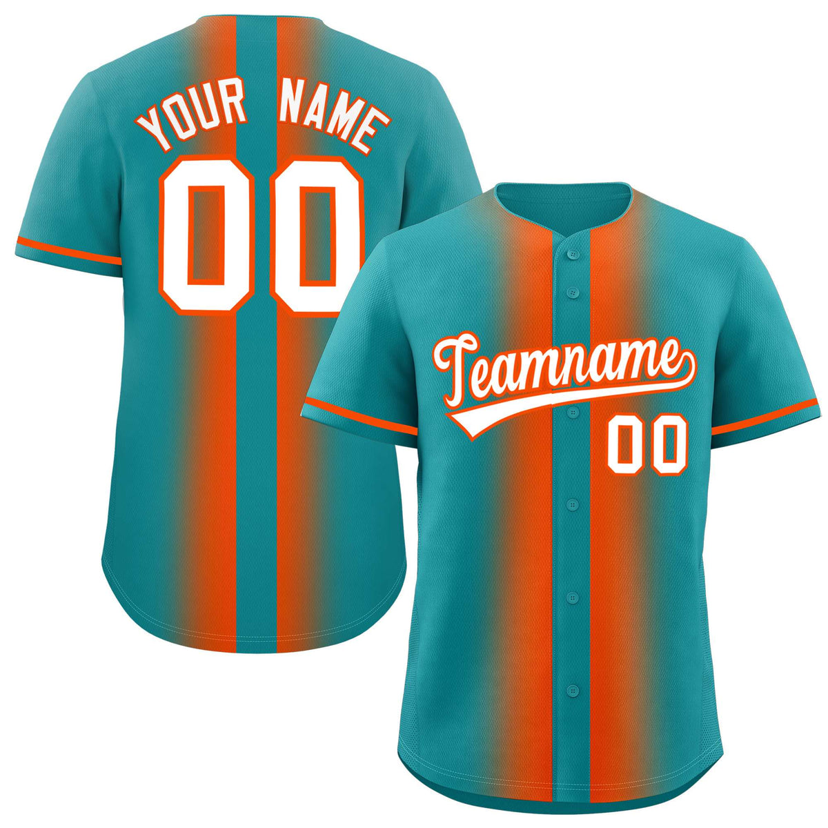 Custom Aqua Orange Lapel Gradient Fashion Authentic Baseball Jersey| KXKSHOP