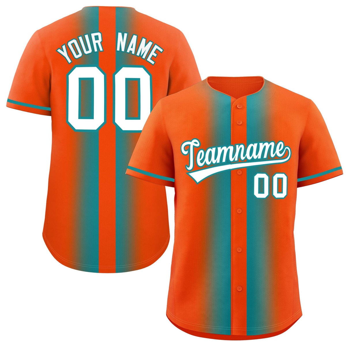 Custom Orange Aqua Lapel Gradient Fashion Authentic Baseball Jersey| KXKSHOP