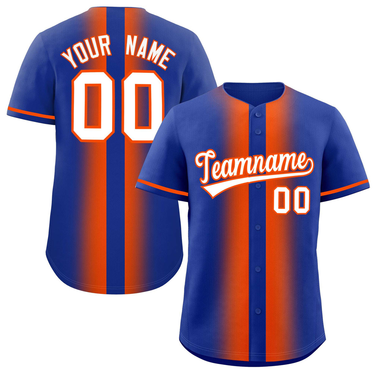 Custom Royal Orange Lapel Gradient Fashion Authentic Baseball Jersey| KXKSHOP