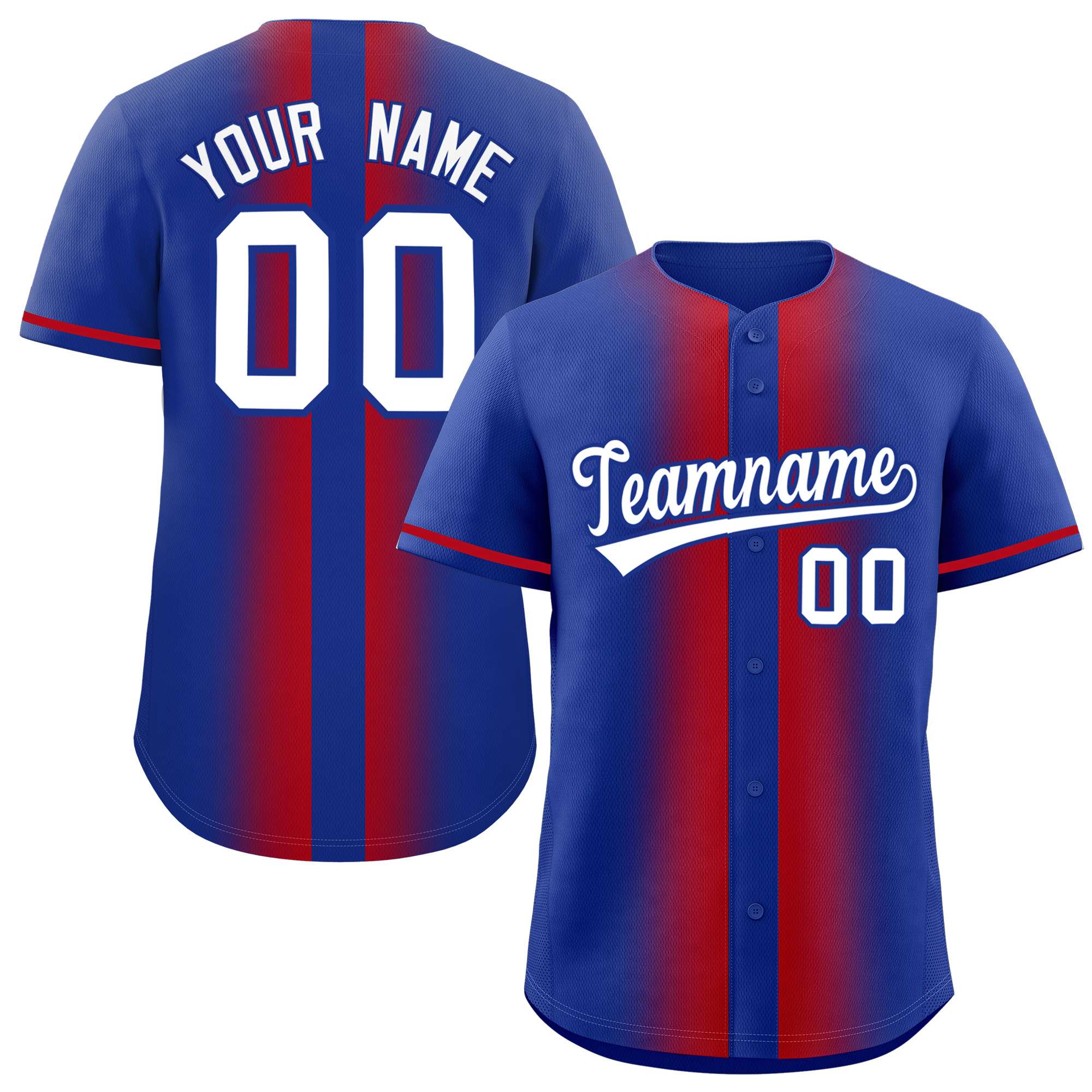 Custom Royal Red Lapel Gradient Fashion Authentic Baseball Jersey| KXKSHOP