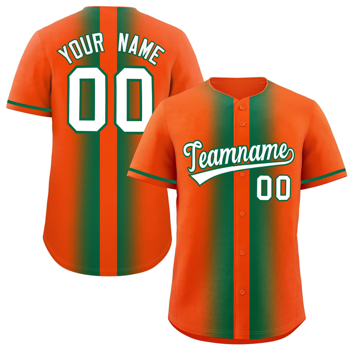 Custom Orange Kelly Green Lapel Gradient Fashion Authentic Baseball Jersey| KXKSHOP