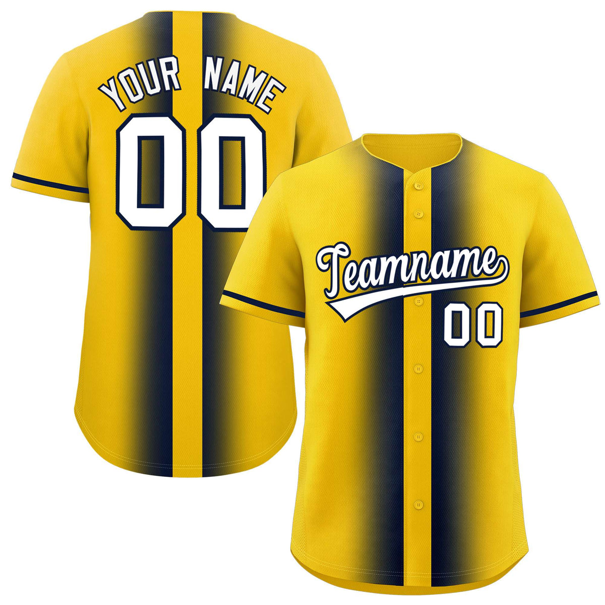Custom Gold Navy Lapel Gradient Fashion Authentic Baseball Jersey| KXKSHOP
