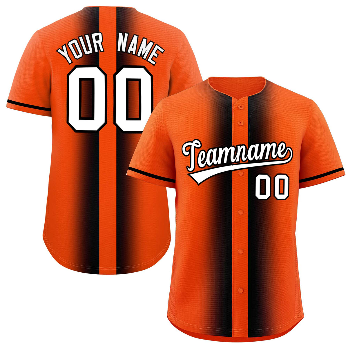 Custom Orange Black Lapel Gradient Fashion Authentic Baseball Jersey| KXKSHOP
