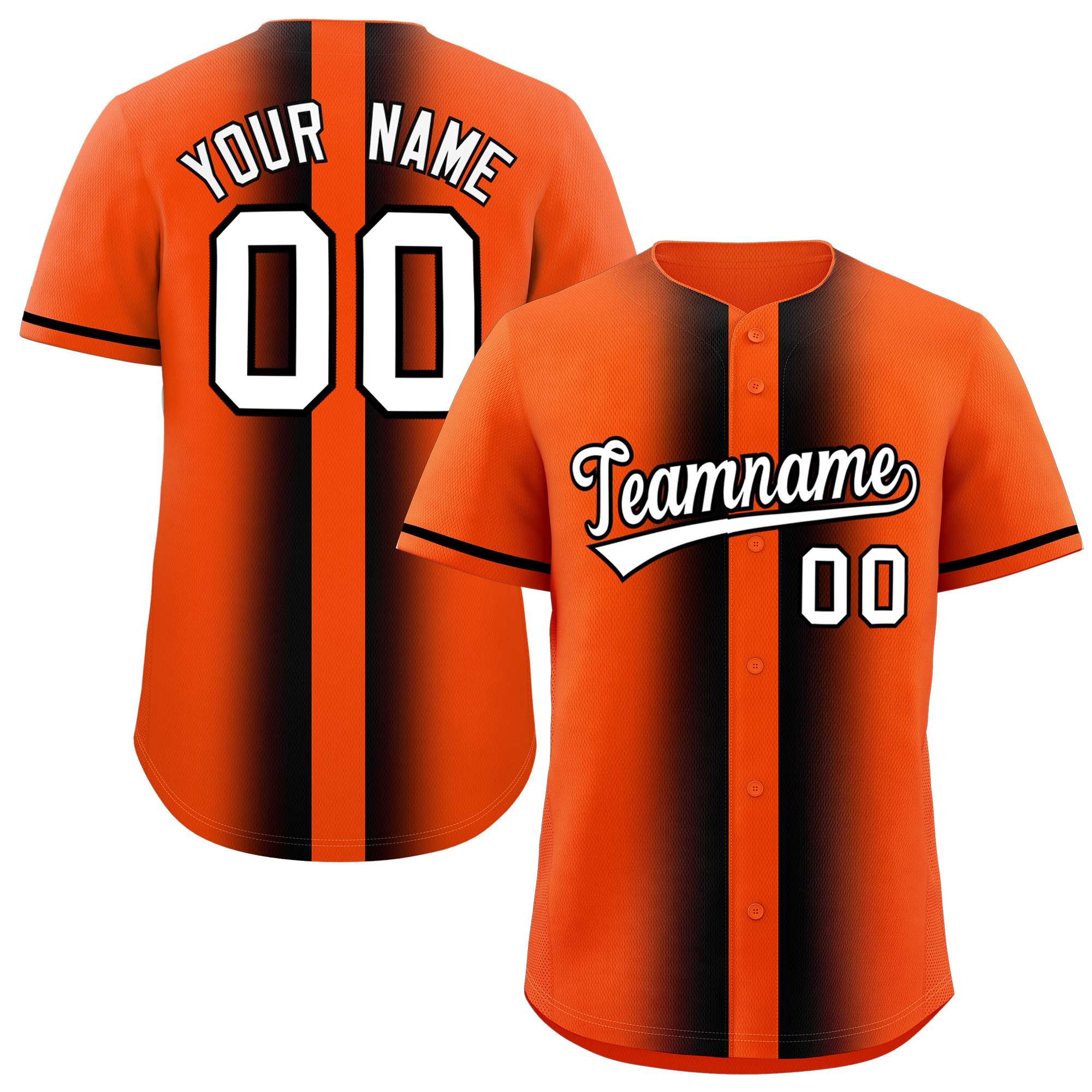 Custom Orange Black Lapel Gradient Fashion Authentic Baseball Jersey| KXKSHOP