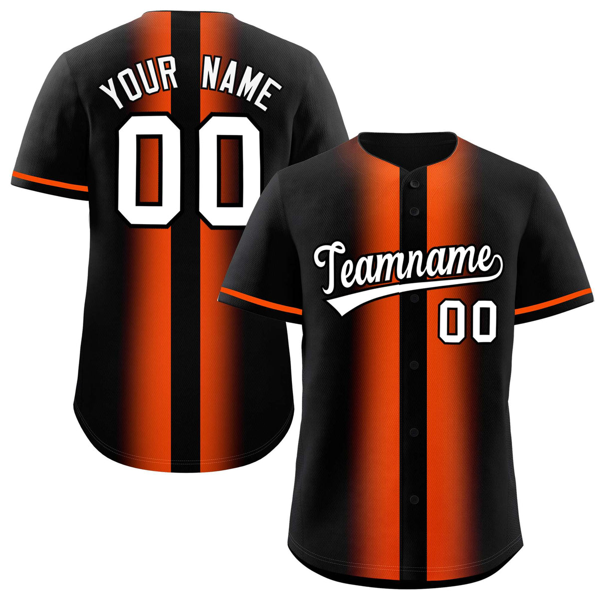 Custom Black Orange Lapel Gradient Fashion Authentic Baseball Jersey| KXKSHOP