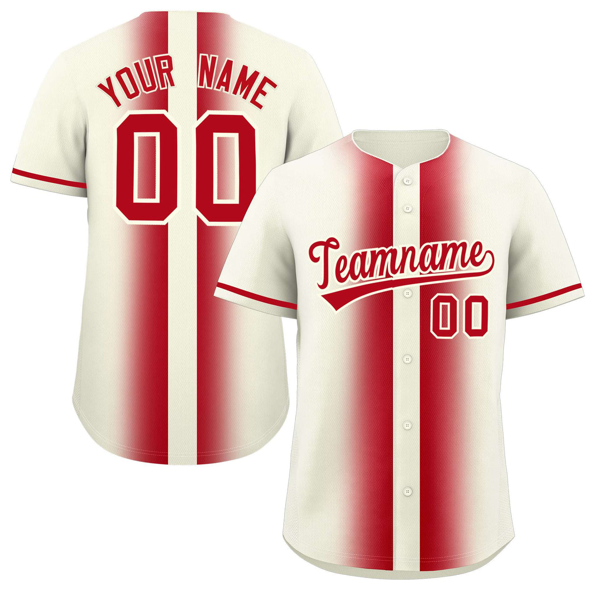 Custom Cream Red Lapel Gradient Fashion Authentic Baseball Jersey| KXKSHOP