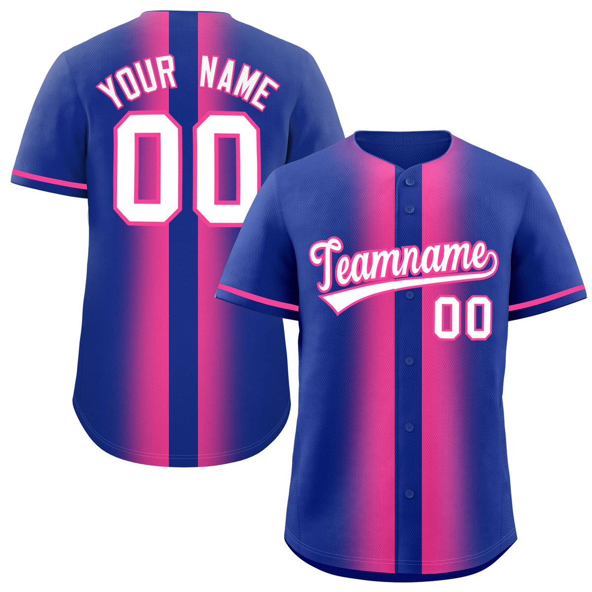 Custom Royal Pink Lapel Gradient Fashion Authentic Baseball Jersey| KXKSHOP