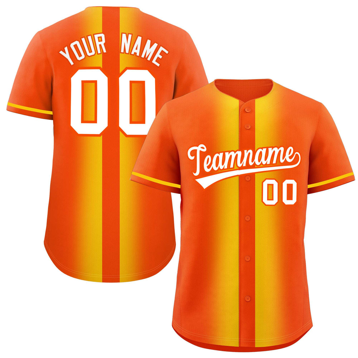 Custom Orange Gold Lapel Gradient Fashion Authentic Baseball Jersey| KXKSHOP