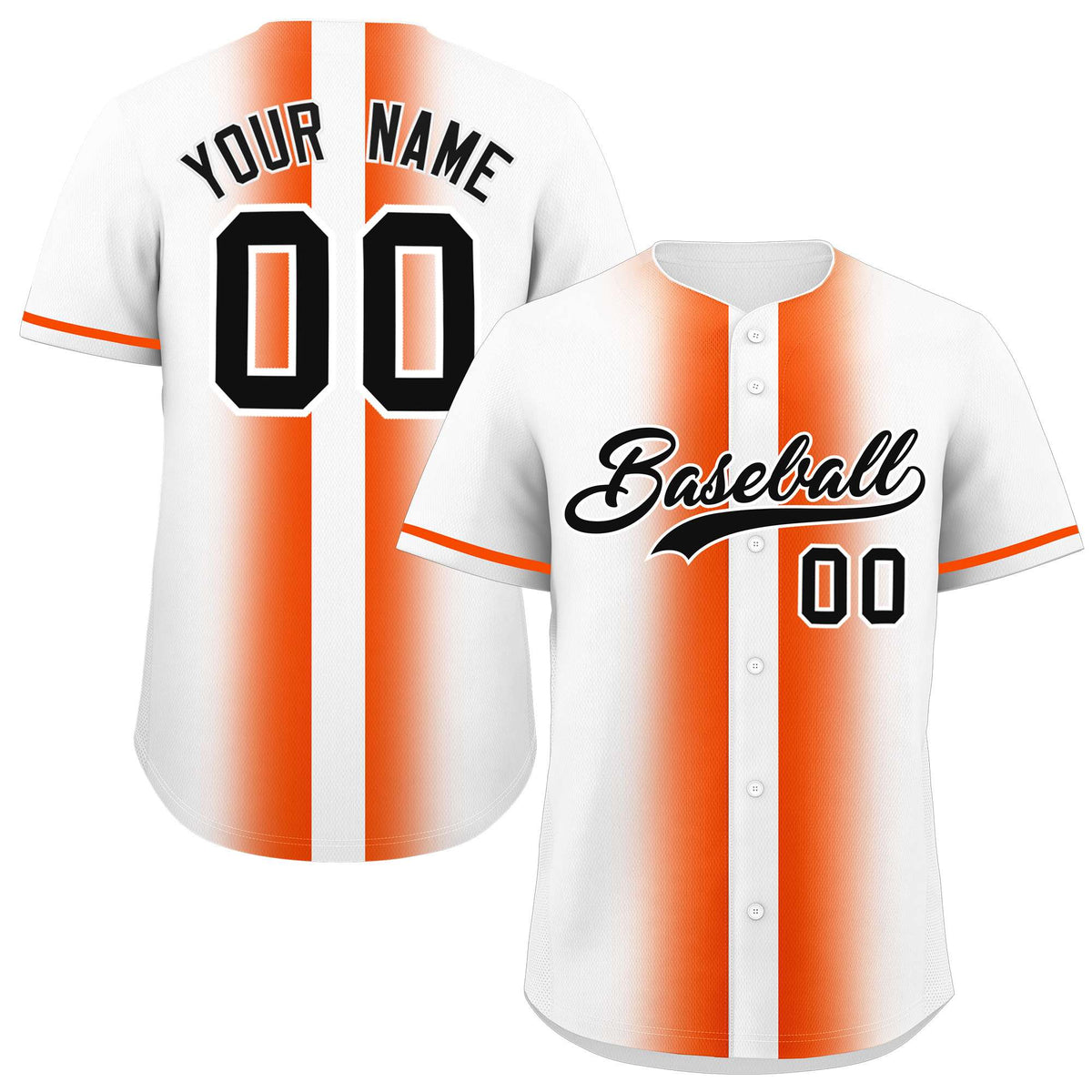 Custom White Orange Lapel Gradient Fashion Authentic Baseball Jersey| KXKSHOP