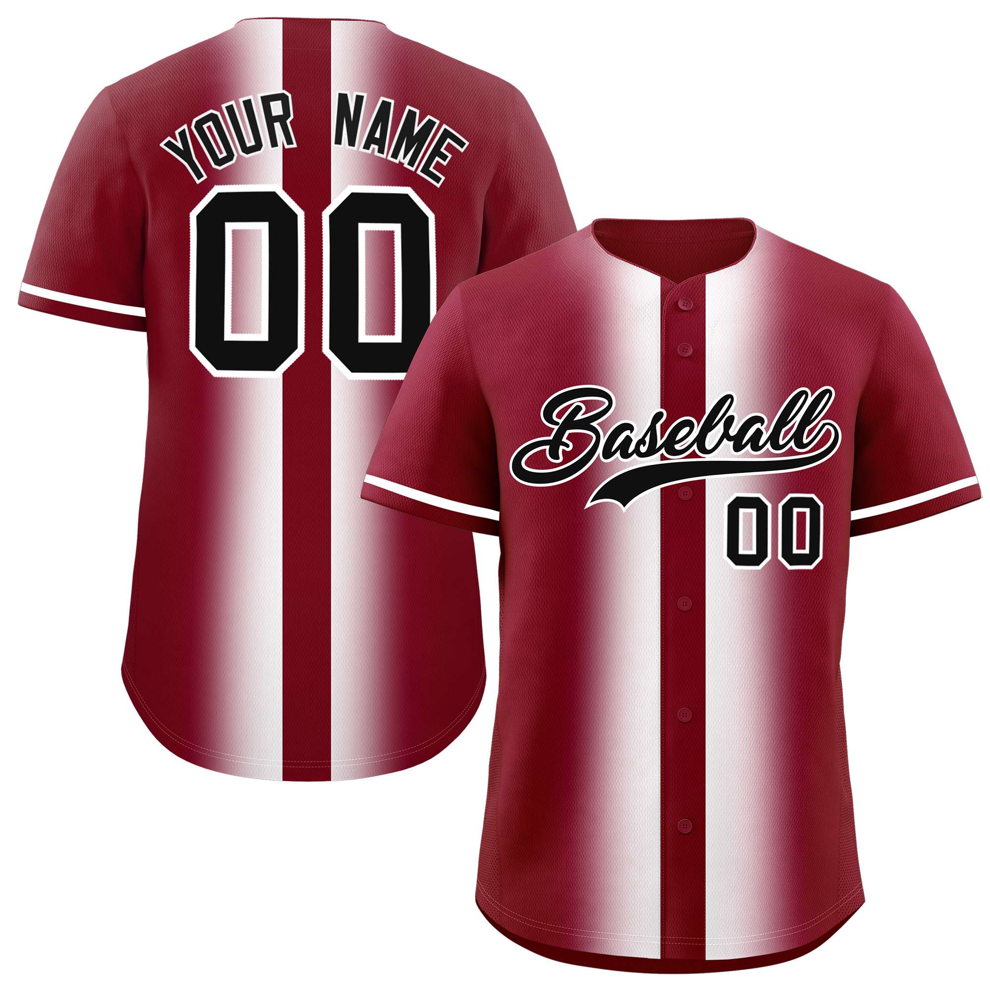 Custom Crimson White Lapel Gradient Fashion Authentic Baseball Jersey| KXKSHOP