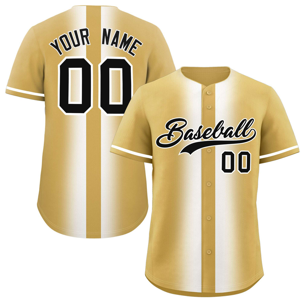 Custom Old Gold White Lapel Gradient Fashion Authentic Baseball Jersey| KXKSHOP