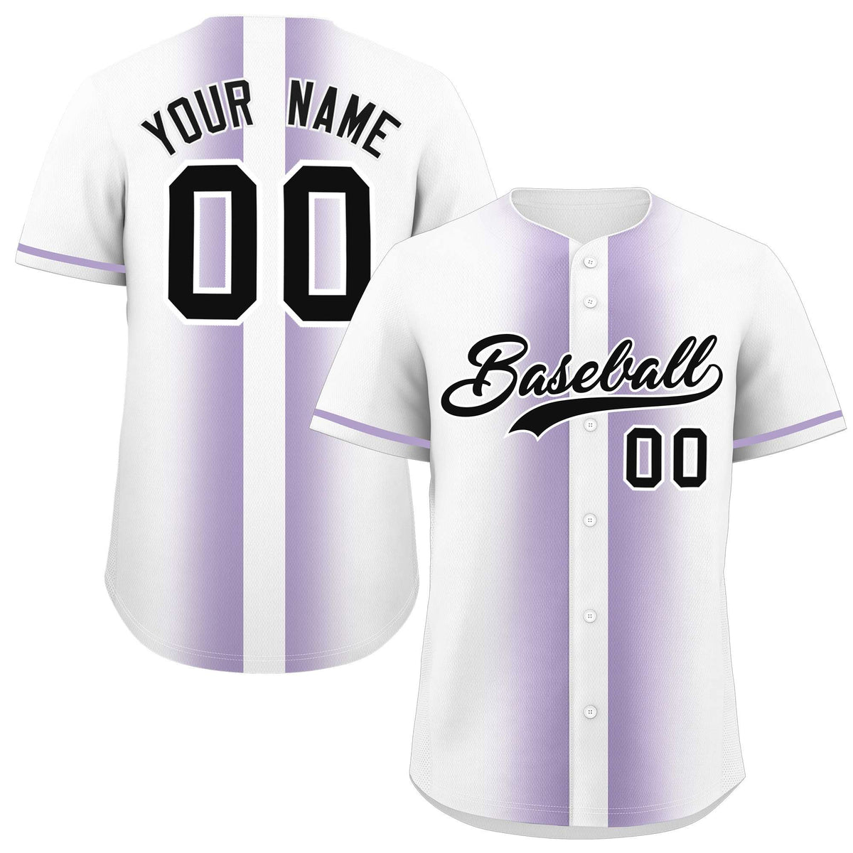 Custom White Light Purple Lapel Gradient Fashion Authentic Baseball Jersey| KXKSHOP