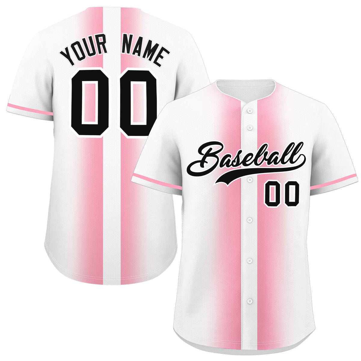 Custom White Light Pink Lapel Gradient Fashion Authentic Baseball Jersey| KXKSHOP