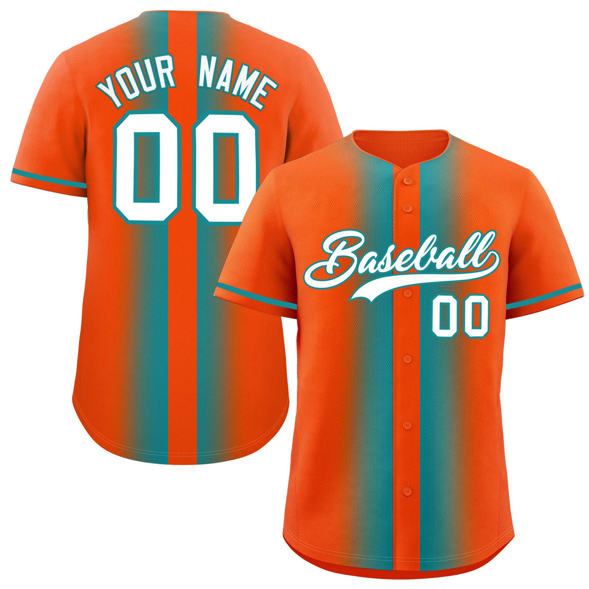 Custom Orange Aqua Lapel Gradient Fashion Authentic Baseball Jersey| KXKSHOP